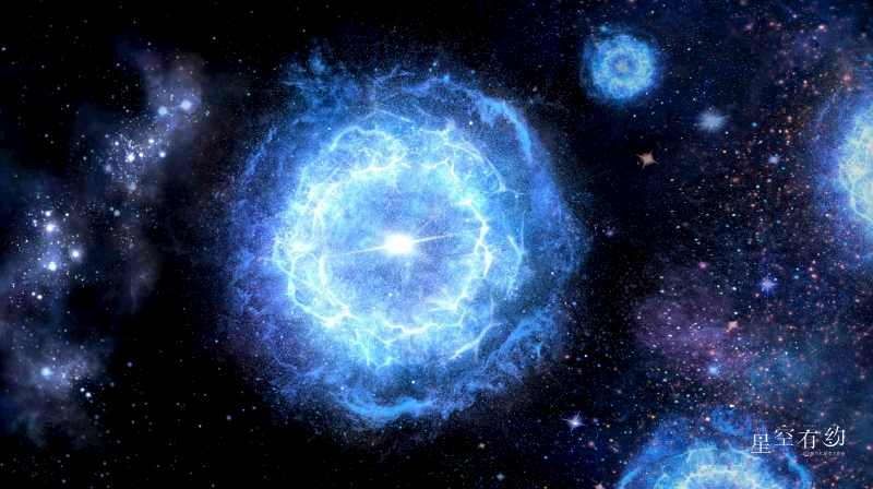 Paparan artistik evolusi generasi pertama bintang supermasif kepada supernova yang tidak stabil. (Foto ihsan Balai Cerap Astronomi Kebangsaan Akademi Sains China, diterbitkan Xinhua)