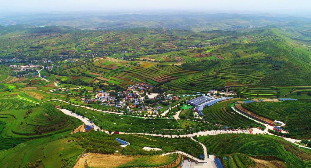Foto udara kampung Longwangba. (Foto/Xinhua)