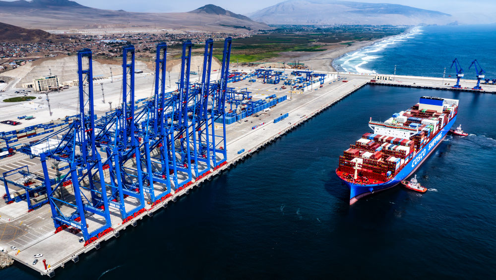  Pada 9 November 2024, kapal kontena ini belayar ke terminal automatik Pelabuhan Chancay di Peru. (Foto ihsan Shanghai Zhenhua Heavy Industries)