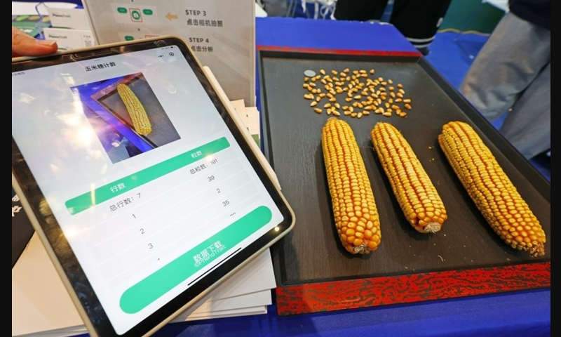 Aplet kiraan benih pintar dipamerkan semasa Forum Lembah Silikon Pertanian Nanfan dan Kongres Benih 2025 yang diadakan di Sanya, Provinsi Hainan di selatan China. (Foto/Sanya Daily)