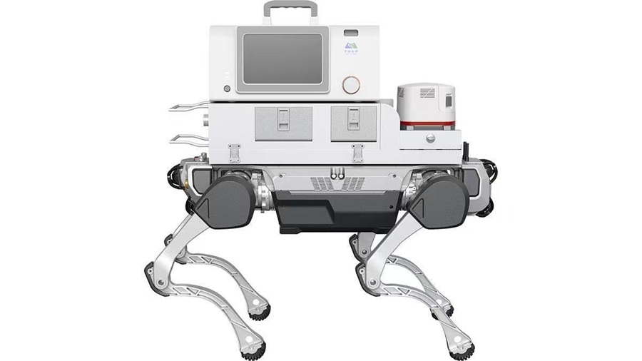 Robot penyelamat kecemasan dan robot pengalih kecemasan yang pertama di dunia, dibangunkan secara kendiri oleh Syarikat CSSC Haishen dan DEEP Robotics yang berpangkalan di Hangzhou. (Foto/Science and Technologi Daily)