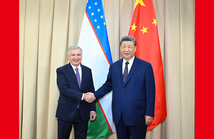 Xi Jinping Bertemu dengan Shavkat Mirziyoyev