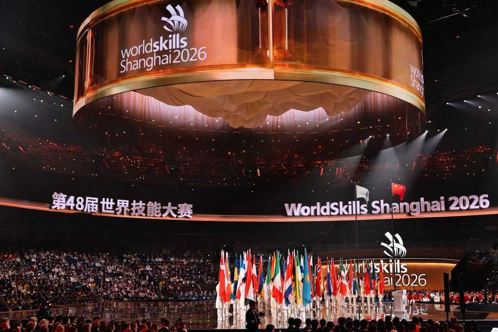 Majlis pembukaan Pertandingan WorldSkills ke-48 diadakan di Shanghai, timur China, 22 September 2026. (Xinhua/Fang Zhe)