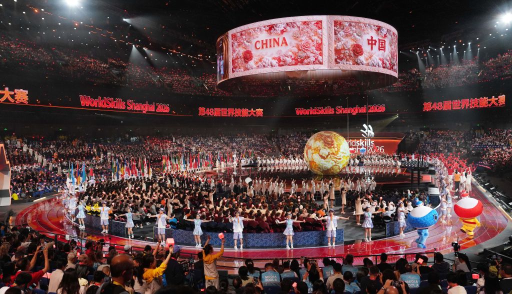 Majlis pembukaan Pertandingan WorldSkills ke-48 diadakan di Shanghai, timur China, 22 September 2026. (Xinhua/Fang Zhe)