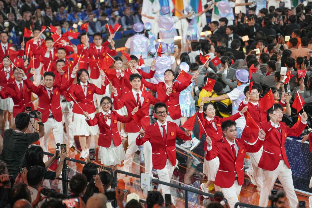 Anggota delegasi China menghadiri majlis pembukaan Pertandingan WorldSkills ke-48 di Shanghai, timur China, 22 September 2026. (Xinhua/Jin Liwang)