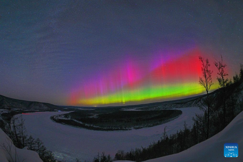 Foto bertarikh 20 Januari 2026 ini menunjukkan aurora yang dilihat di bandar Mohe, provinsi Heilongjiang, utara China. (Foto oleh Wang Xiaofeng/Xinhua)