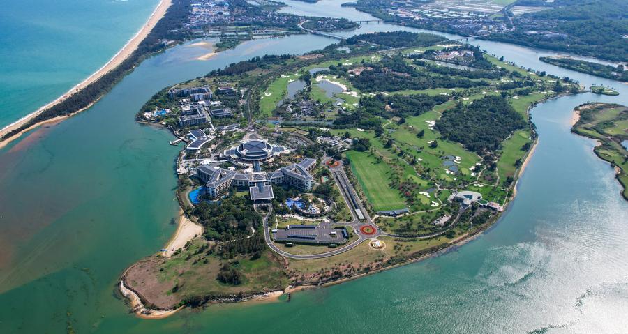 Foto dron bertarikh 19 Mac 2026 ini menunjukkan zon demonstrasi karbon sifar Boao, provinsi Hainan, selatan China. (Xinhua/Yang Guanyu)